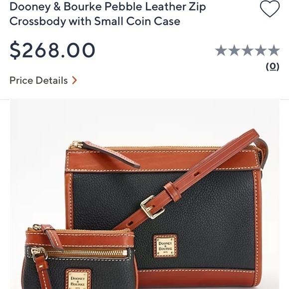 NWT Dooney & Bourke Pebble Leather Zip Crossbody w/Small Coin Case Elephant Gray - Picture 9 of 9